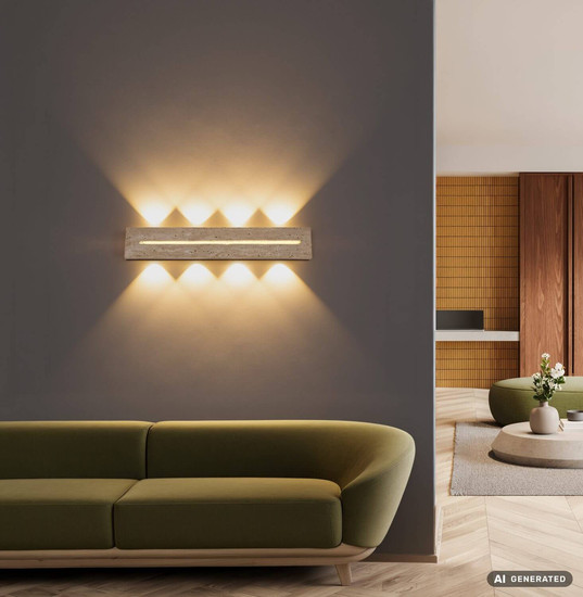 Globo LED Wandleuchte Rojas 21W warmweiss Weiß matt Metall Travertine Stein 60x11cm