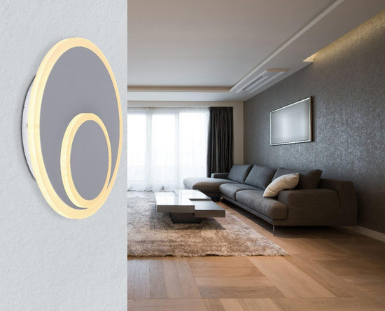 Globo LED Wandleuchte Villa 16W warmweiss grau Metall Ø25,5cm