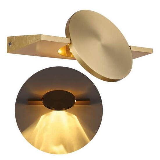 Globo LED Wandleuchte Jasper 3W warmweiss Messingfarben matt Metall Aluminium 28x15cm