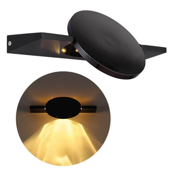 Globo LED Wandleuchte Jasper 3W warmweiss Schwarz-chrom matt Metall Aluminium 28x15cm