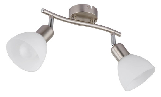 Globo Malte E14 Strahler 2-fach 5W Warmweiß Nickel Matt, Metall Ø10cm 81490201