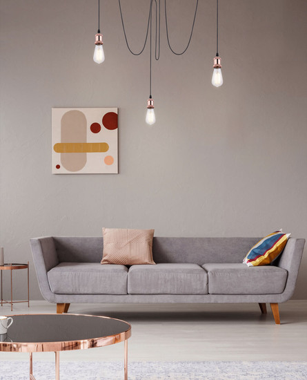 Globo Oliver E27 Hängeleuchte 3-fach 40W Kupferfarben, Metall 200cm A32-3