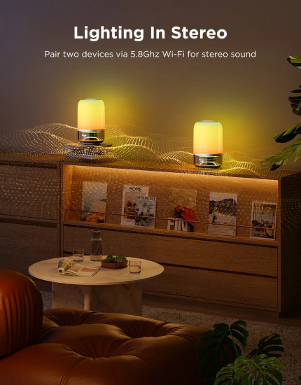 Govee Tischlampe 2 Pro Sound by JBL - Smarte Tischleuchte RGBICWW + Lautsprecher mit Musik-Sync H60200F1