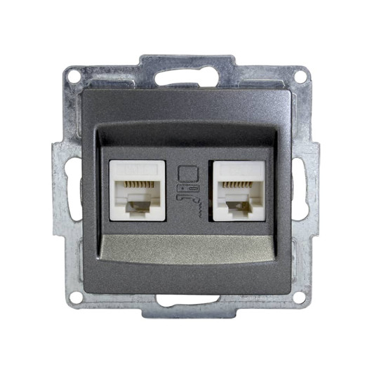 Gunsan Visage Datenbuchse 2-fach CAT6 Internet Netzwerk Unterputz Dunkelsilber