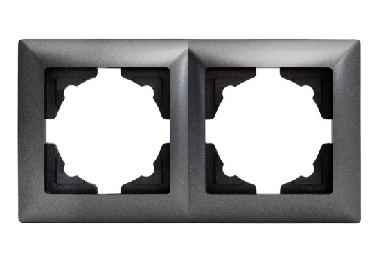 Gunsan Visage 2-fach Rahmen für 2 Steckdosen Schalter Dimmer Dunkelsilber