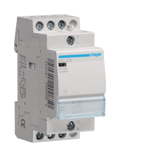 Hager ESC325 Installationsschütz 25A 3 Schließer 230V