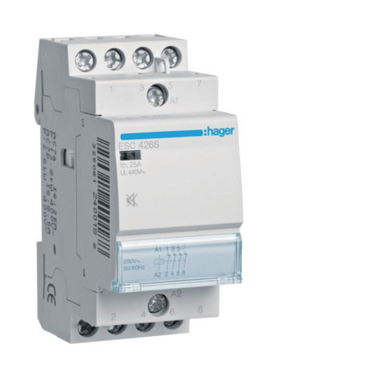 Hager ESC426S Installationsschütz brummfrei 25A 4 Öffner 230V