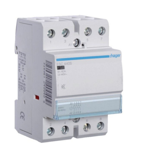 Hager ESC440S Installationsschütz brummfrei 40A 4 Schließer 230V