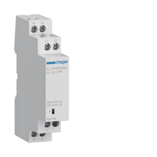 Hager EUU100 Kontrollrelais Unterspannung VDE 1PN/3PN 1 Wechsler