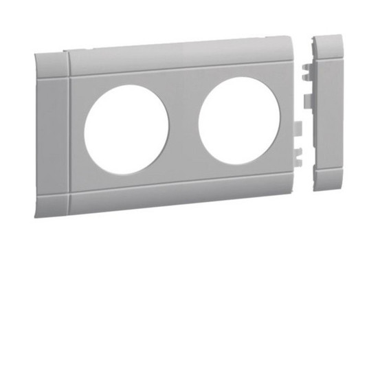 Hager GB080207035 Blende 2-fach Steckdose zu Oberteil 80mm anreihbar halogenfrei lichtgrau