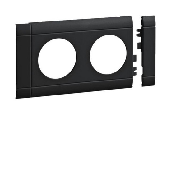 Hager GB080209011 Blende 2-fach Steckdose zu Oberteil 80mm anreihbar halogenfrei graphitschwarz