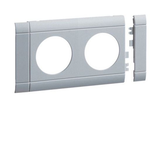 Hager GB08020LAN Blende 2-fach Steckdose zu Oberteil 80mm anreihbar halogenfrei alu