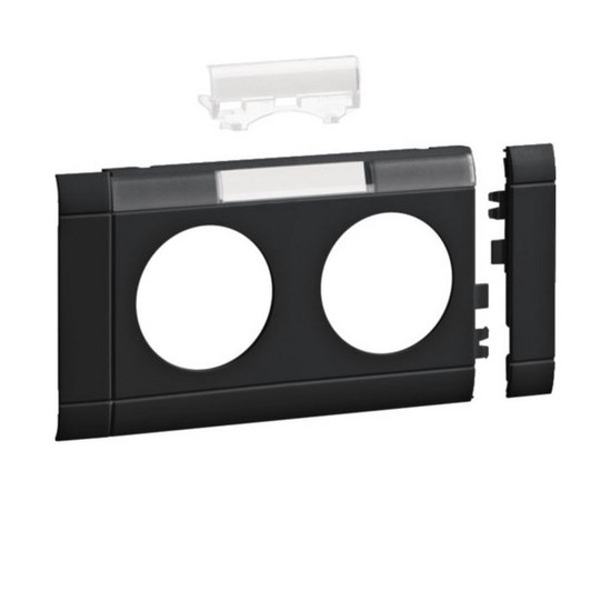 Hager GB080219011 Blende 2-fach Steckdose zu Oberteil 80mm beschriftbar anreihbar hfr graphitschwz