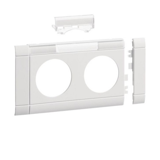 Hager GB080219016 Blende 2-fach Steckdose zu Oberteil 80mm beschriftbar anreihbar hfr verkehrsweiß