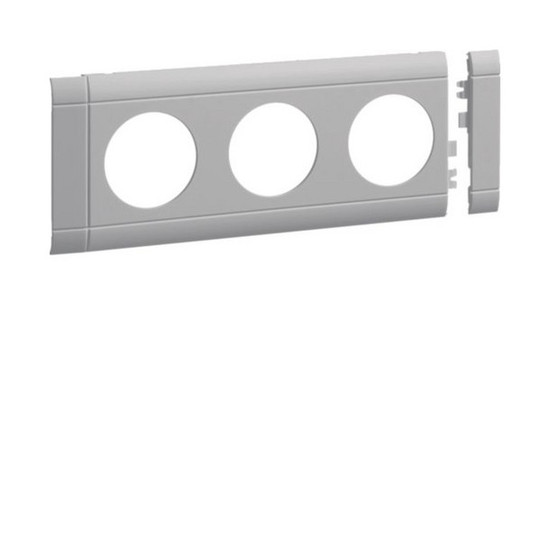 Hager GB080307035 Blende 3-fach Steckdose zu Oberteil 80mm anreihbar halogenfrei lichtgrau