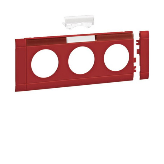 Hager GB080313020 Blende 3-fach Steckdose zu Oberteil 80mm beschriftbar anreihbar hfr rot