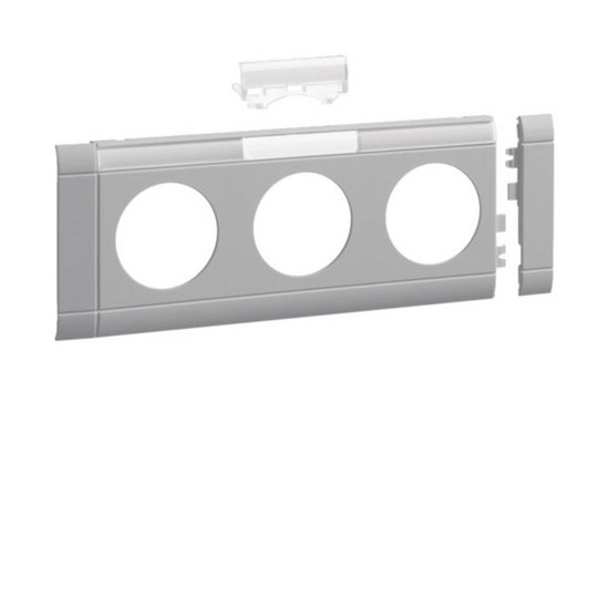 Hager GB080317035 Blende 3-fach Steckdose zu Oberteil 80mm beschriftbar anreihbar hfr lichtgrau