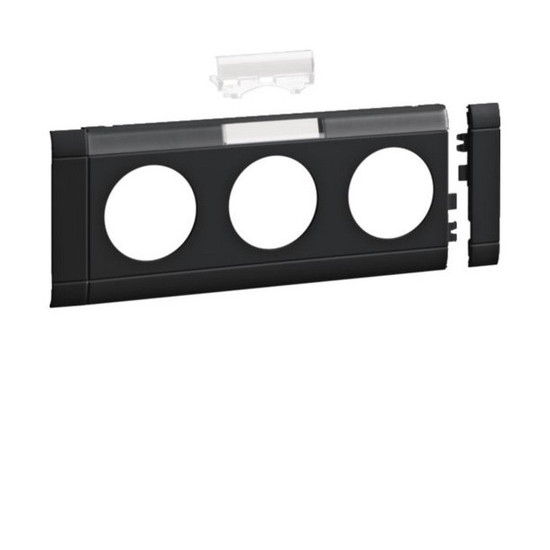 Hager GB080319011 Blende 3-fach Steckdose zu Oberteil 80mm beschriftbar anreihbar hfr graphitschwz