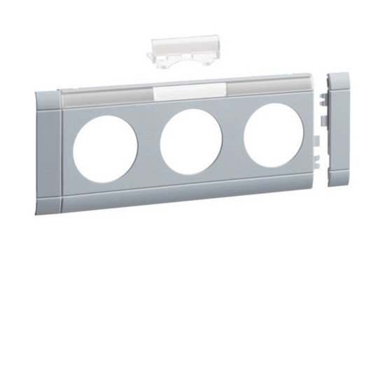 Hager GB08031LAN Blende 3-fach Steckdose zu Oberteil 80mm beschriftbar anreihbar hfr alu