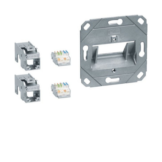 Hager GMKSRJ45C6A2 Anschluss Modul 2x RJ45, Cat.6a, für Zentralscheibe UAE 2-fach, hfr