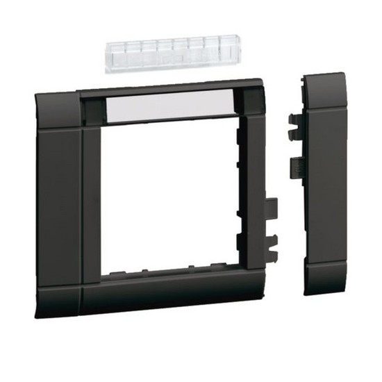 Hager GR0802A9011 Rahmenblende modular, ZS 55, OT 80, hfr, Beschriftungsfeld, graphitschwarz