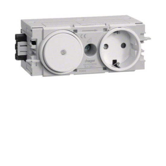 Hager GS11009016 SteckdoseSchalter mit Wago Steck-/Klemmtechnik C-Profil in verkehrsweiß
