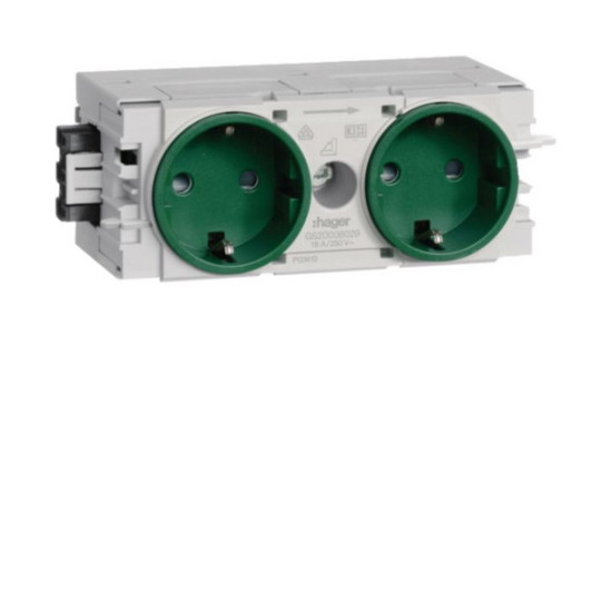 Hager GS20006029 Steckdose 2-fach mit Wago Steck-/Klemmtechnik C-Profil in minzgrün