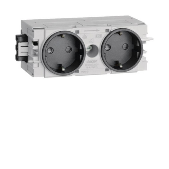 Hager GS20009011 Steckdose 2-fach mit Wago Steck-/Klemmtechnik C-Profil in graphitschwarz