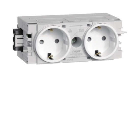 Hager GS20009016 Steckdose 2-fach mit Wago Steck-/Klemmtechnik C-Profil in verkehrsweiß