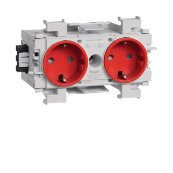 Hager GS20013020 Steckdose 2-fach mit Wago Steck-/Klemmtechnik Frontrastend in verkehrsrot