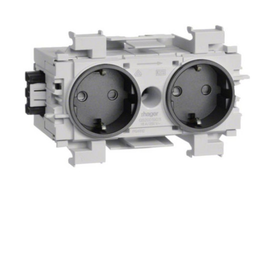 Hager GS20019011 Steckdose 2-fach mit Wago Steck-/Klemmtechnik Frontrastend in graphitschwarz