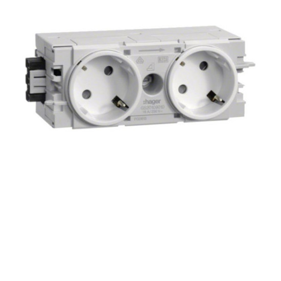 Hager GS20109016 Steckdose 2-fach 45° mit Wago Steck-/Klemmtechnik C-Profil in verkehrsweiß
