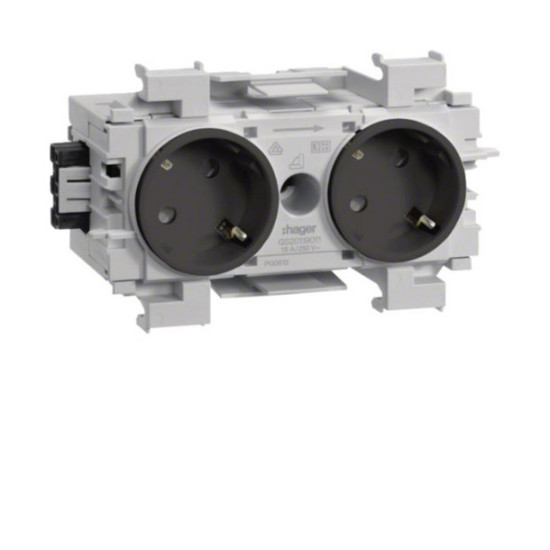 Hager GS20119011 Steckdose 2-fach 45° mit Wago Steck-/Klemmtechnik Frontrastend in graphitschwarz