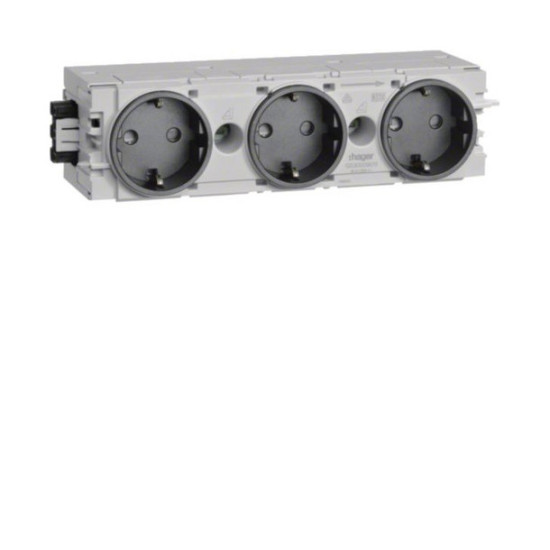 Hager GS30009011 Steckdose 3-fach mit Wago Steck-/Klemmtechnik C-Profil in graphitschwarz