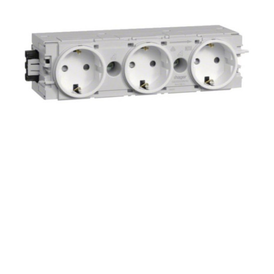 Hager GS30009016 Steckdose 3-fach mit Wago Steck-/Klemmtechnik C-Profil in verkehrsweiß