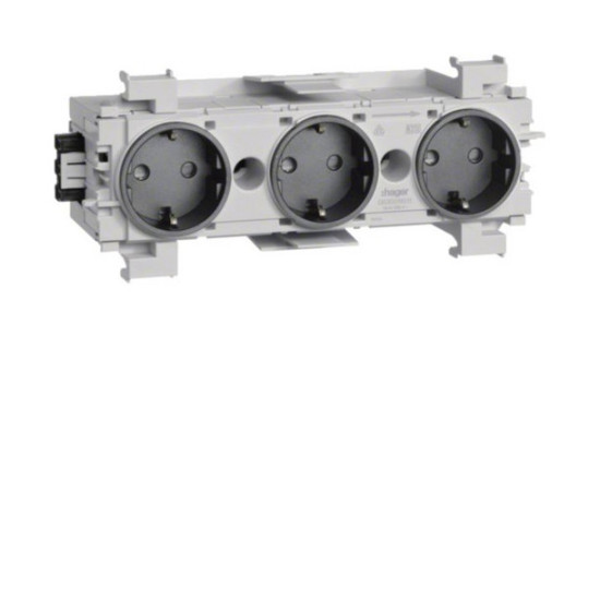 Hager GS30019011 Steckdose 3-fach mit Wago Steck-/Klemmtechnik Frontrastend in graphitschwarz