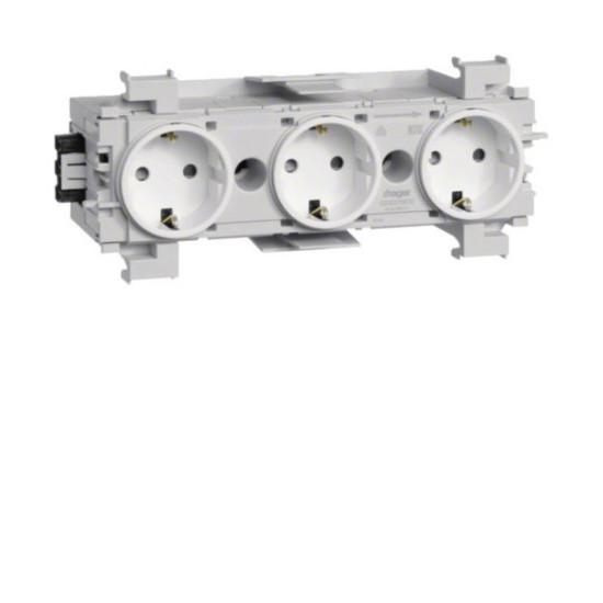 Hager GS30019016 Steckdose 3-fach mit Wago Steck-/Klemmtechnik Frontrastend in verkehrsweiß