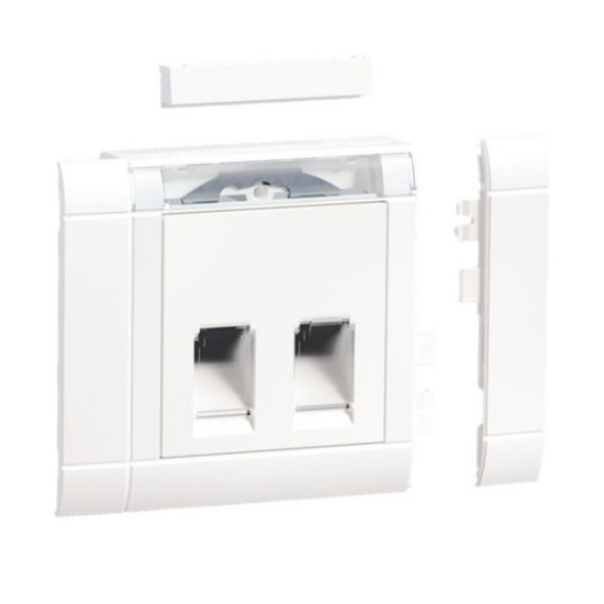 Hager GSETDM0329016 Geräteeinbauset 2-fach RJ45 für Type 03 frontrastend verkehrsweiß