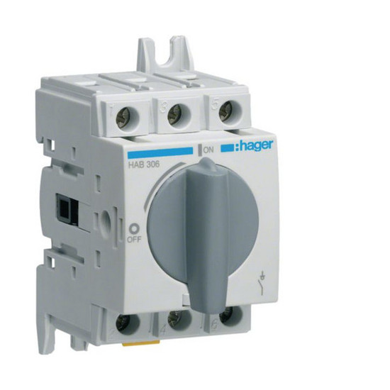 Hager HAB306 Lasttrennschalter 3polig 63A für Hutschiene oder Montageplatte