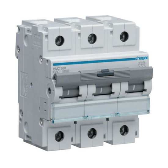 Hager HMC380 Leitungsschutzschalter 3 polig 15kA C-Charakteristik 80A 4.5 Module