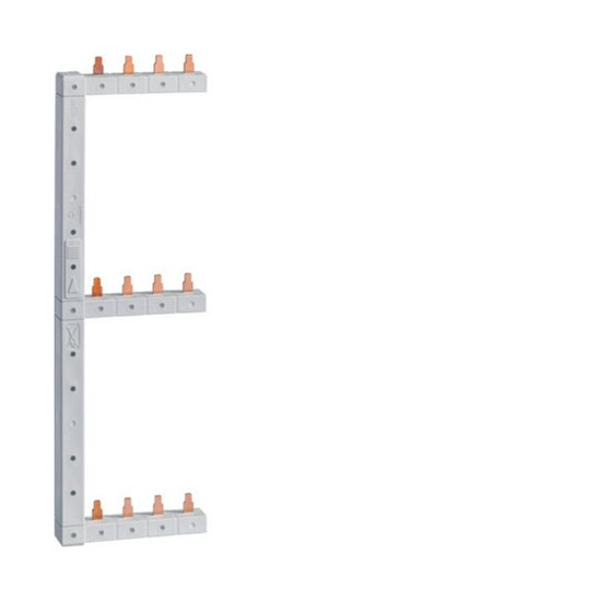 Hager KCF668S Phasenschiene senkrecht 63A links/rechts sym. L1L2L3N zu L1L2L3N 125mm 3-reihi