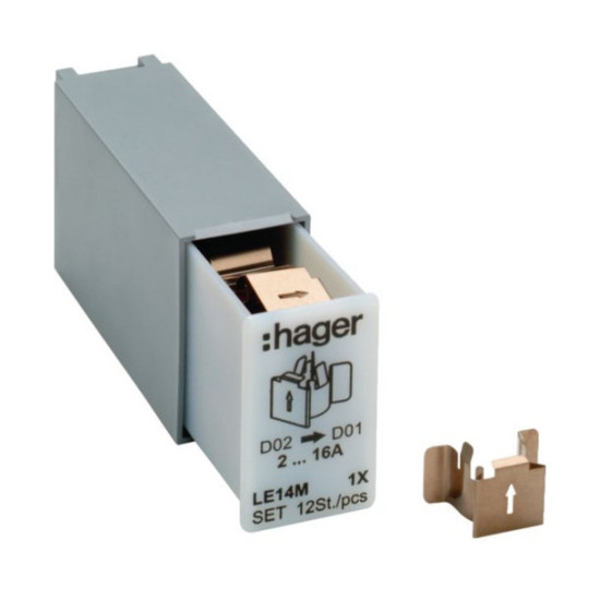 Hager LE14M Haltefeder für L7xM, Reduzierung der Sicherung von D02 zu D01, Set12 Stück