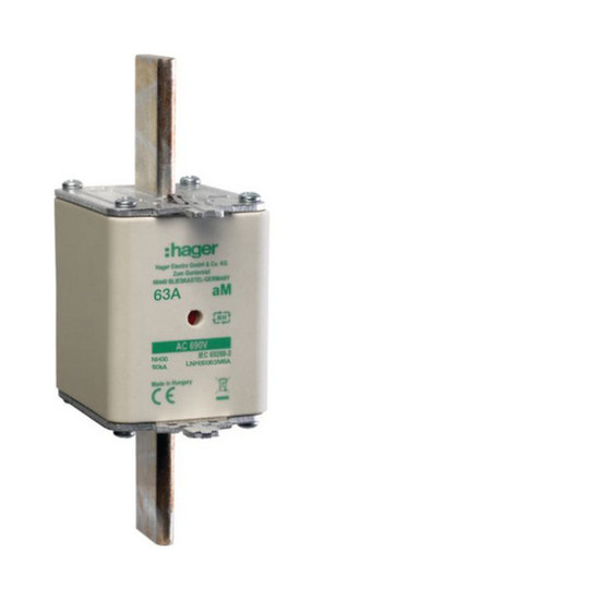 Hager LNH00063M6A NH-Sicherungseinsatz NH00 690V aM 63A Kombimelder Grifflasche spannunsgführend