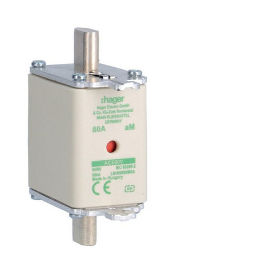 Hager LNH00080M6A NH-Sicherungseinsatz NH00 690V aM 80A Kombimelder Grifflasche spannunsgführend
