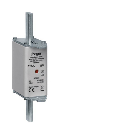 Hager LNH1125M NH-Sicherungseinsatz NH1C gG AC500V 125A Kombi-Melder mit Metall-Grifflasche
