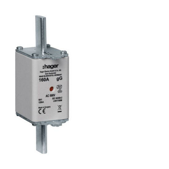 Hager LNH1160M NH-Sicherungseinsatz NH1 gG AC500V 160A Kombi-Melder mit Metall-Grifflasche