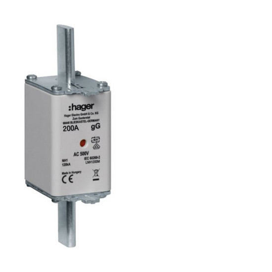 Hager LNH1200M NH-Sicherungseinsatz NH1 gG AC500V 200A Kombi-Melder mit Metall-Grifflasche