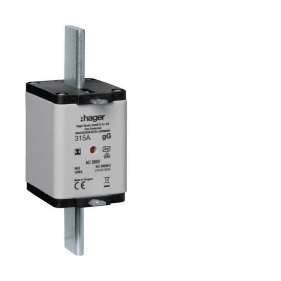 Hager LNH2315MK NH-Sicherungseinsatz NH2 gG 500V 315A Kombi-Melder mit isolierter Grifflasche