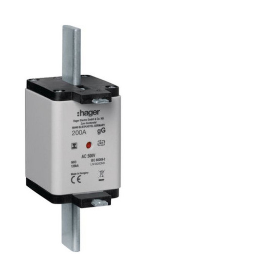 Hager LNH3200MK NH-Sicherungseinsatz NH3C gG 500V 200A Kombi-Melder mit isolierter Grifflasche