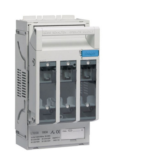 Hager LT056 Sicherungslasttrennschalter LT NH00/60mm, 160A, Rahmenklemme für Cu bis 95mm²